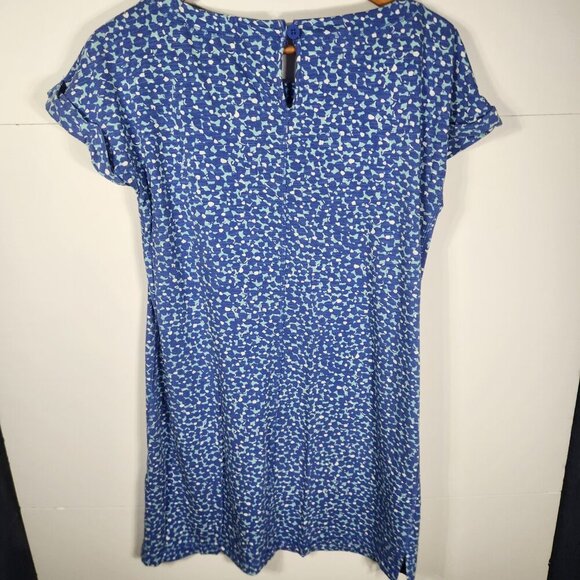 T by Talbots Blue pockets Easy Roll Cuff Short Sleeve Shift Dress Sz Small - Picture 2 of 9